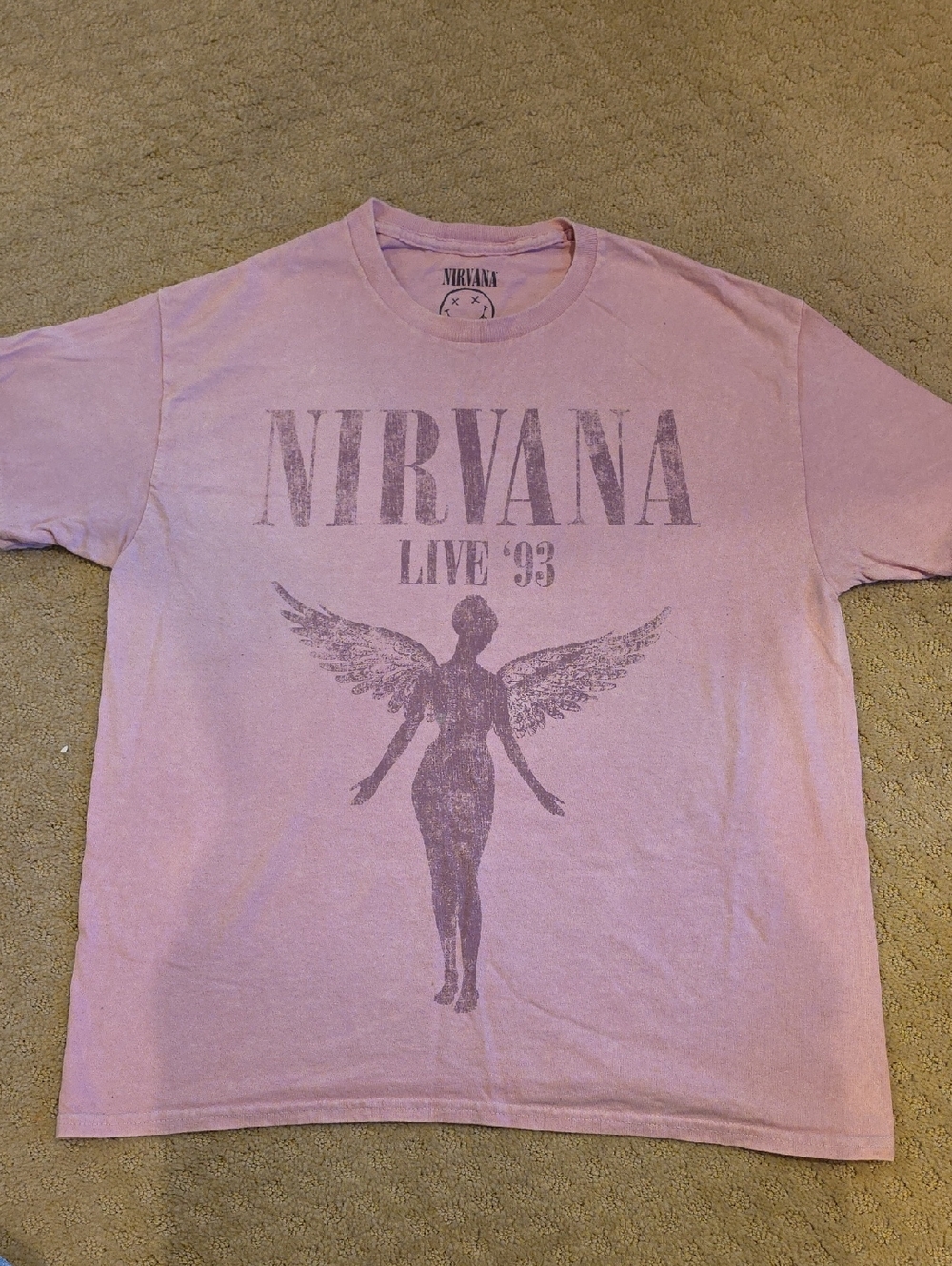 NIRVANA Live '93 Angel Tee - Dusty Pink with Faded Dark Print